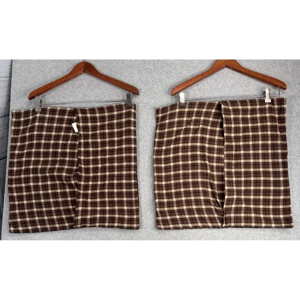 Pottery Barn Kids Cobra Snake‎ Pillow Covers Lot 2 20x20 Wool Blend Brown Plaid